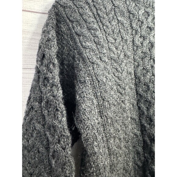 Vintage Carraig Donn Gray 100% Wool Irish Fisherman Sweater S - Picture 3 of 8